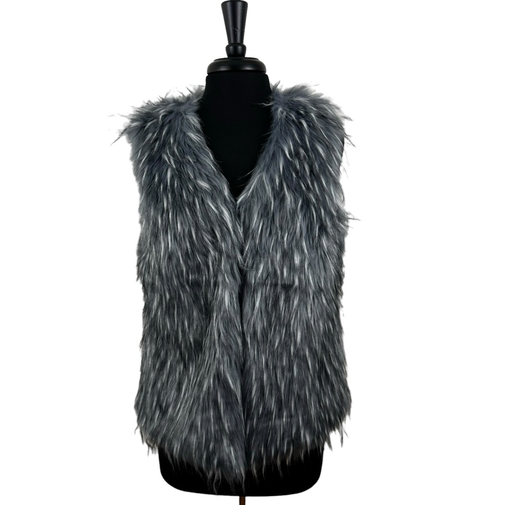Y2K Anna & Chris Faux Fur Vest Size Medium Faux Fur Gray NWT